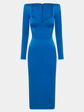 Alex Perry Sapphire Blue Long-Sleeve Midi Dress